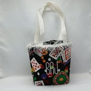 Vintage Y2K Whimsical Tote Bag Bingo Casino Cards Game Night Shoulder Handbag